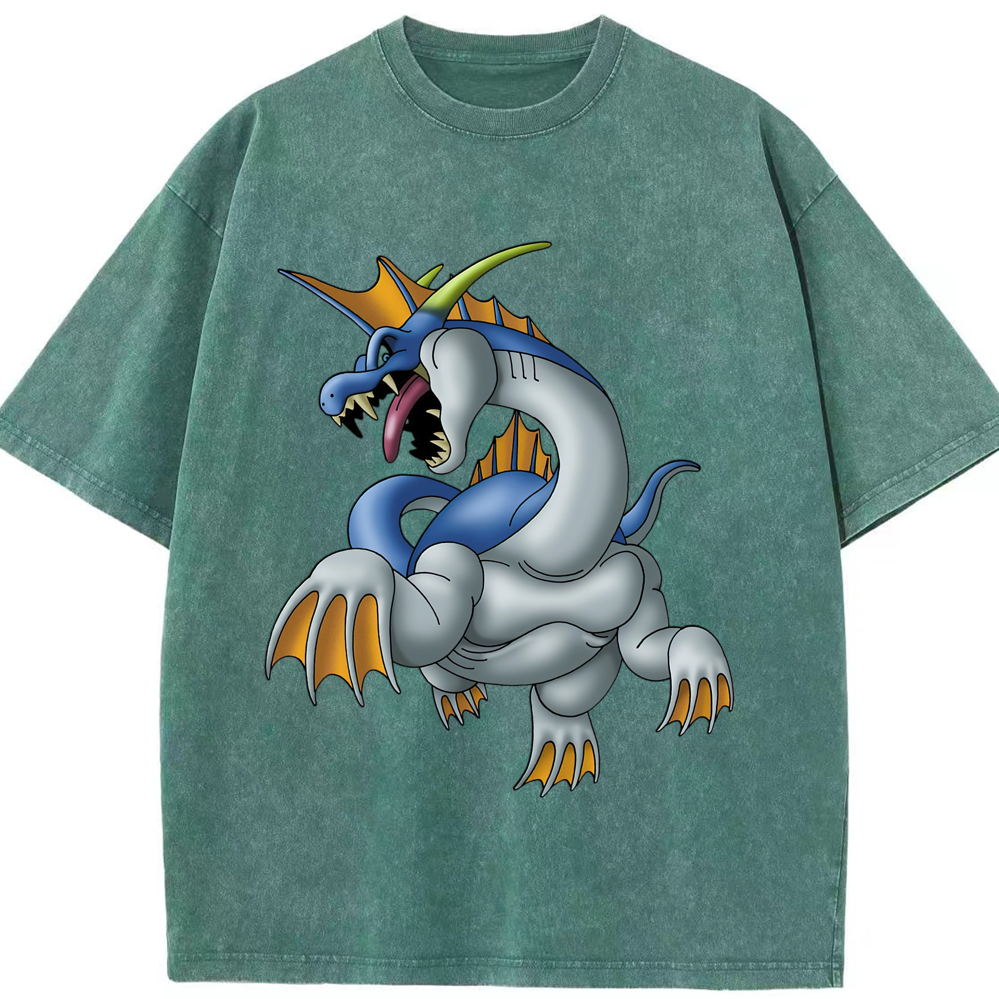 （画像用） ドラゴンクエスト Doragon Kuesuto Dragon Quest 綿100% ヴィンテージ風 半袖Tシャツ（フロントプリント）